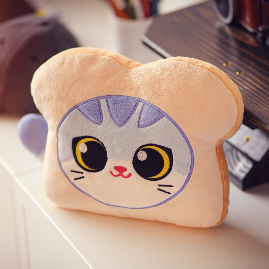 Cat Bread pillow - front view